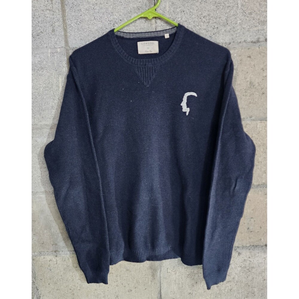 Linksoul Tempus Fugit Long Sleeve Crew-Neck Golf Knit Men's Sweater Blue Size M